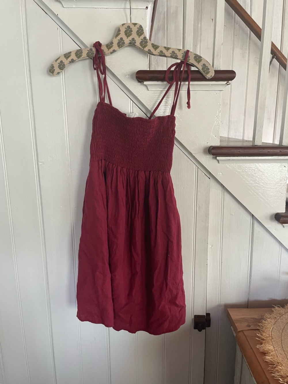 Urban Renewal Burgundy Striped Smocked Dress
